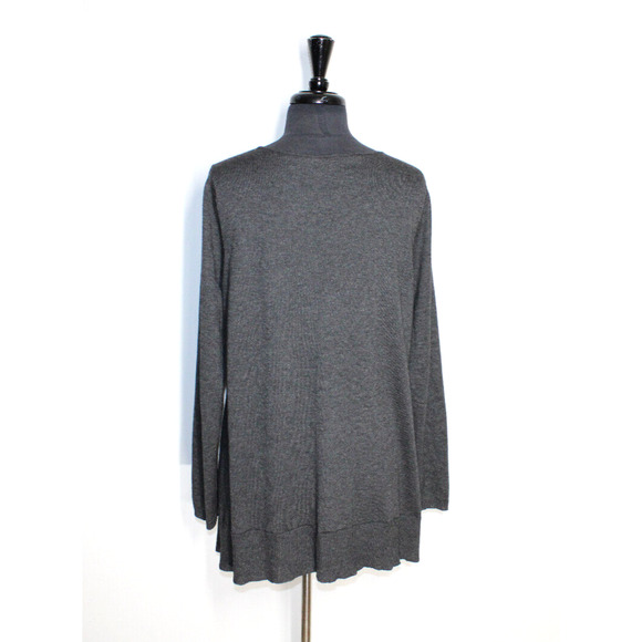 A5 NEW EILEEN FISHER Step Hem Scoop Neck Top Pullover In Graphite Sz XL - Picture 3 of 5
